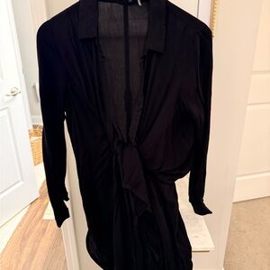 Endless Rose Black Tie-Front Blouse